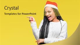  Presentation with christmas girl - Presentation theme with african american girl wearing christmas background and a  colored foreground