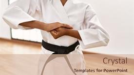  Presentation with african american girl power business - PPT layouts having african-american-girl-wearing-kimono background and a coral colored foreground