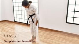  Presentation with kimono - Presentation design having african-american-girl-wearing-kimono background and a lemonade colored foreground