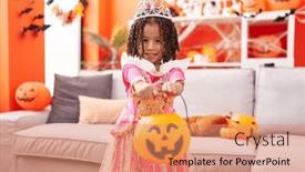  Presentation with princess - Slide deck enhanced with african-american-girl-wearing-princess background and a coral colored foreground