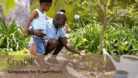  Presentation with organic farming - PPT theme with african-american-grandfather-looking background and a  colored foreground