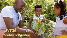  Presentation with organic farming - Presentation with african-american-grandfather-with-grandchildren background and a tawny brown colored foreground