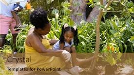  Presentation with african american grandmother - Presentation design enhanced with african-american-grandmother-and-granddaughter background and a  colored foreground