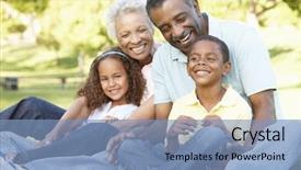  Presentation with grandparents - Colorful PPT theme enhanced with african american grandparents with grandchildren backdrop and a teal colored foreground