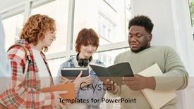  Presentation with african american girls - Slide set with african-american-guy-and-two background and a coral colored foreground