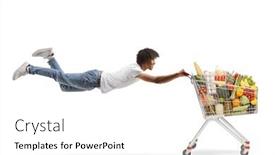  Presentation with white healthy food - PPT theme with african-american-guy-flying background and a white colored foreground