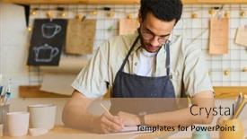  Presentation with apron - Theme having african-american-guy-in-apron background and a coral colored foreground