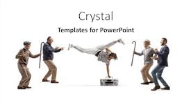  Presentation with african american men - Slides featuring african-american-guy-performing-handstand background and a white colored foreground