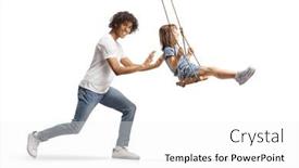  Presentation with swing - PPT theme featuring african-american-guy-pushing background and a white colored foreground