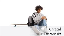  Presentation with knee - PPT theme having african-american-guy background and a white colored foreground