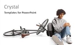  Presentation with knee - Presentation theme having african-american-guy background and a white colored foreground