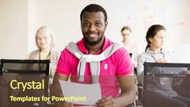  Presentation with african american - Colorful slide deck enhanced with african-american handsome male wearing backdrop and a tawny brown colored foreground