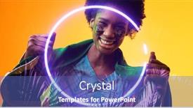  Presentation with face match - PPT theme consisting of african-american-happy-female-fan background and a ocean colored foreground