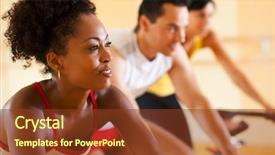  Presentation with gym - Amazing theme having african american health - three people in the gym backdrop and a tawny brown colored foreground