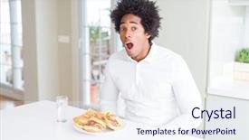  Presentation with generational african american culture and food - Presentation theme consisting of african american hungry man eating background and a sky blue colored foreground