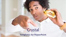  Presentation with eating - Beautiful PPT layouts featuring african american hungry man eating backdrop and a sky blue colored foreground