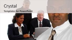  Presentation with business leaders - Cool new PPT layouts with african american leaders - business team of mixed races backdrop and a  colored foreground
