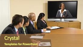  Presentation with conference table microphones - Audience pleasing PPT layouts consisting of african american leaders - businesspeople sitting at conference table backdrop and a  colored foreground