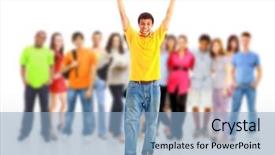  Presentation with african people - Beautiful presentation theme featuring african american leaders - group of casual happy people backdrop and a light blue colored foreground