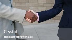  Presentation with diverse business people - Presentation theme with african american leaders - two diverse business people shaking background and a gray colored foreground