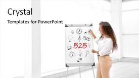  Presentation with african american leadership - Colorful PPT theme enhanced with african american leadership training - business trainer near flipchart backdrop and a white colored foreground