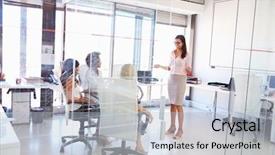  Presentation with african american leadership - Beautiful PPT theme featuring african american leadership training - businesswoman presenting meeting backdrop and a light blue colored foreground