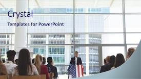  Presentation with front office - Theme enhanced with african american leadership training - front view of mixed race background and a sky blue colored foreground