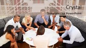  Presentation with african american leadership - Cool new slides with african american leadership training - group of work colleagues having backdrop and a coral colored foreground