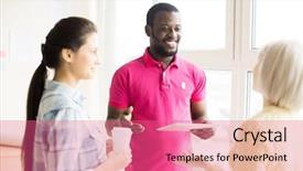  Presentation with two black women - Slide deck consisting of african american leadership training - two young women and smiling background and a coral colored foreground