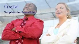  Presentation with team building - Colorful theme enhanced with african american leadeship - attractive diverse business team backdrop and a light blue colored foreground