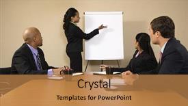  Presentation with conference table - Slide deck with african american leadeship - businesspeople sitting at conference table background and a  colored foreground