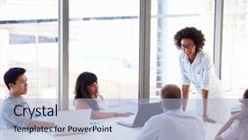  Presentation with people - Audience pleasing presentation consisting of african american leadeship - people working in the office backdrop and a light blue colored foreground