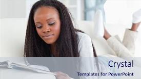  Presentation with health insurance booklet - Amazing presentation having african american literature - young woman with booklet backdrop and a  colored foreground