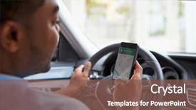  Presentation with maps - Presentation design consisting of african american looking at map background and a tawny brown colored foreground