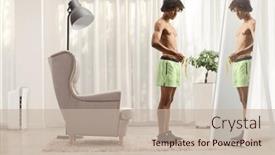  Presentation with athlete - Slide set having african-american-male-athlete-measuring background and a mint green colored foreground