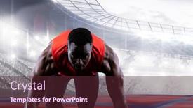  Presentation with athlete - Beautiful theme featuring african-american-male-athlete backdrop and a tawny brown colored foreground