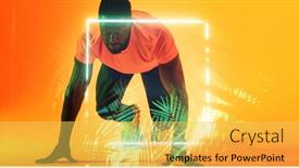  Presentation with racing - Slides enhanced with african-american-male-athlete background and a yellow colored foreground