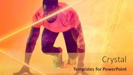  Presentation with triangle - Presentation design featuring african-american-male-athlete background and a yellow colored foreground