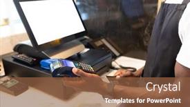  Presentation with african american business - Slides having african-american-male-barista-using background and a tawny brown colored foreground
