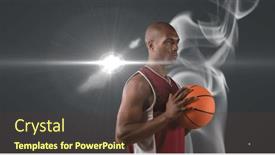  Presentation with tournament - PPT theme consisting of african-american-male-basketball-player background and a tawny brown colored foreground