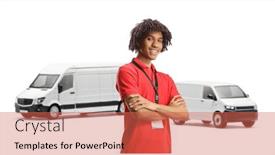  Presentation with courier - Slide deck consisting of african-american-male-courier-posing background and a red colored foreground
