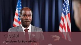  Presentation with political - Slides enhanced with african-american-male-delegate background and a  colored foreground