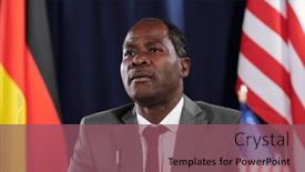  Presentation with summit - PPT layouts enhanced with african-american-male-delegate background and a  colored foreground