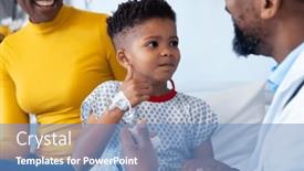  Presentation with african american patient - PPT theme with african-american-male-doctor-explaining background and a teal colored foreground