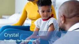  Presentation with medical vaccine - Presentation theme consisting of african-american-male-doctor-holding background and a ocean colored foreground