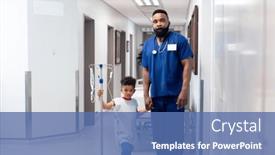  Presentation with african american patient - Presentation design enhanced with african-american-male-doctor-holding background and a ocean colored foreground