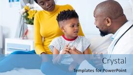  Presentation with african american patient - PPT theme featuring african-american-male-doctor-showing background and a light blue colored foreground