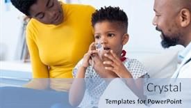  Presentation with african american patient - PPT theme with african-american-male-doctor-showing background and a light blue colored foreground