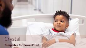  Presentation with african american patient - Slide deck with african-american-male-doctor-talking background and a  colored foreground