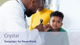  Presentation with ear medical - Slide deck having african-american-male-doctor-using background and a sky blue colored foreground